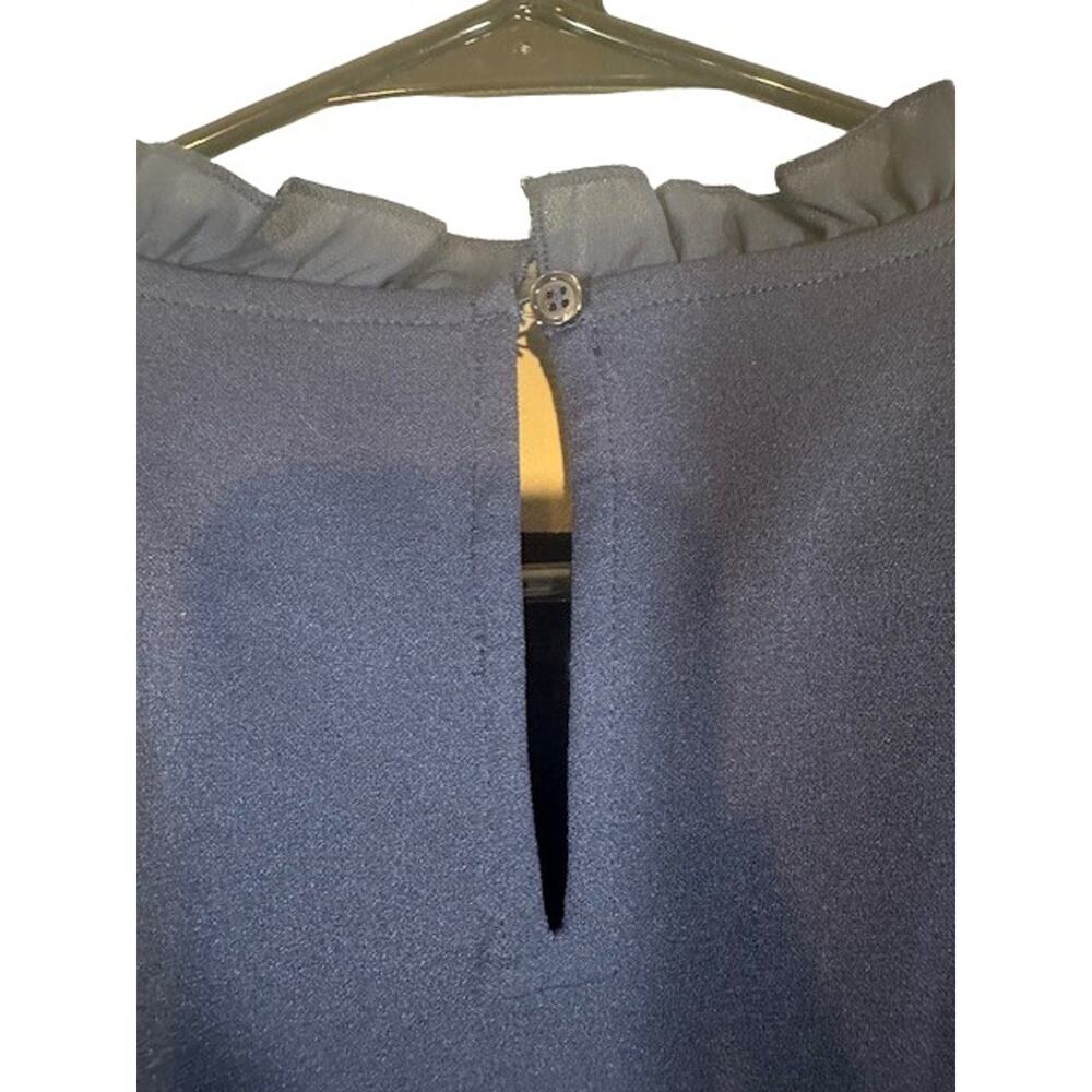 Ann Taylor Navy Blue Scalloped Neck Long Sleeve Dressy Blouse Women Sz SP - Picture 9 of 9